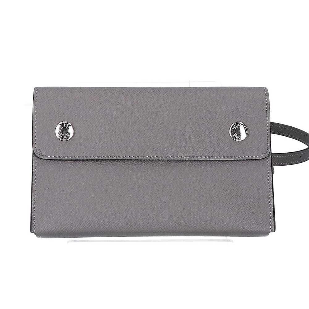 HERMES Hermes Beautiful condition W stamp Nappe to Go shoulder bag Etoupe sil...